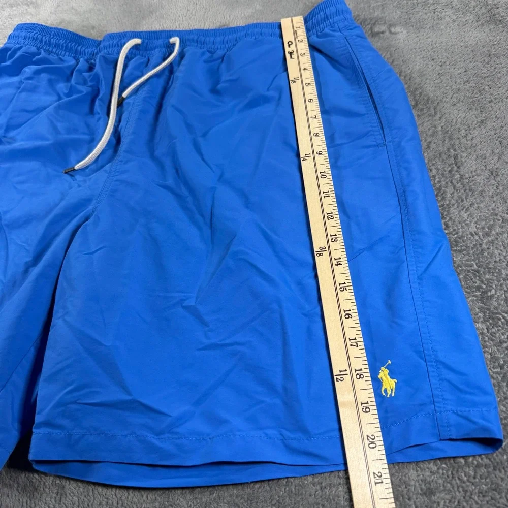 Polo Ralph Lauren Mens Swim Trunks Blue Yellow Pony Mesh Lined Board Shorts XL‎